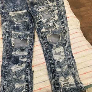 Cello size 11 heavily distressed acid wash jeans